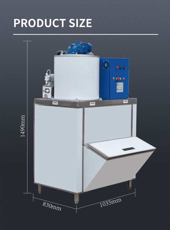 Automatische Flake Ice Machine Commercial 1 Tonne / 24h Schneeflocken-Eismaschine zum Frischhalten von Meeresfrüchten 10