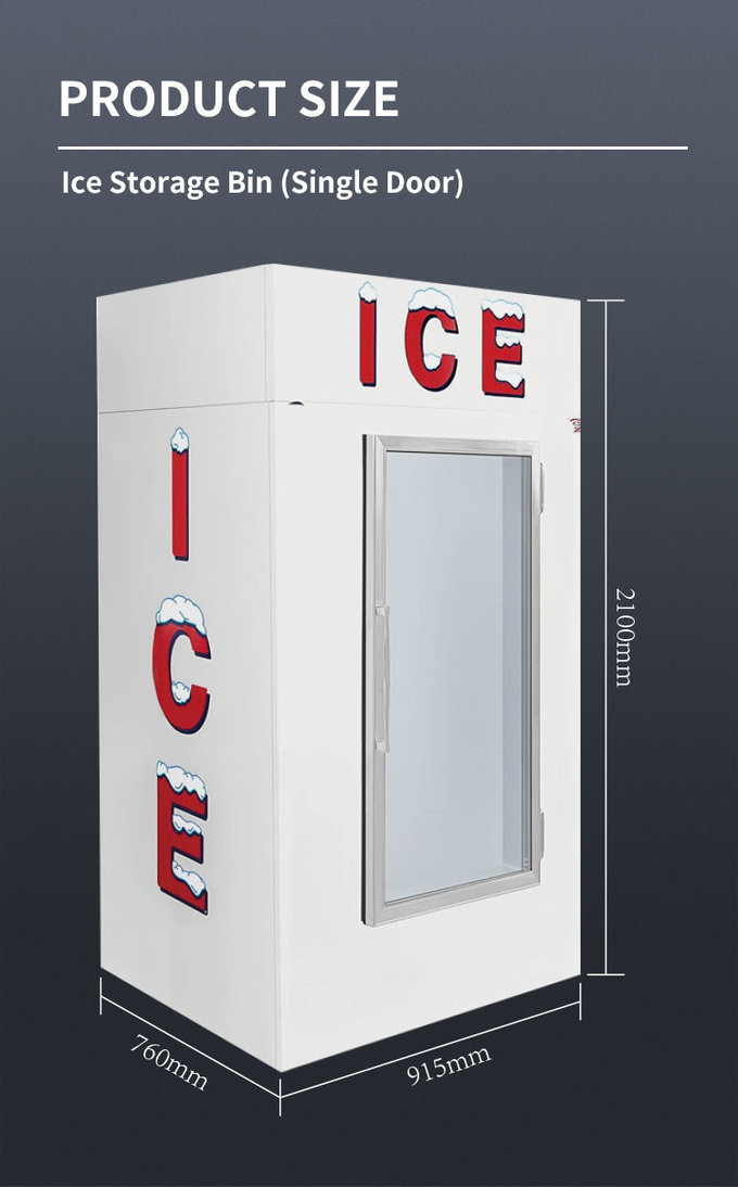 Abtauen Auto Cold Wall Outdoor Ice Merchandiser Glas Eisschrank Edelstahl 6