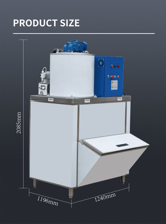 500KG / 24H Eisflockenherstellungsmaschine Luftkühlung Kommerzielle Block-Eis-Schnee-Kegel-Maschine 12