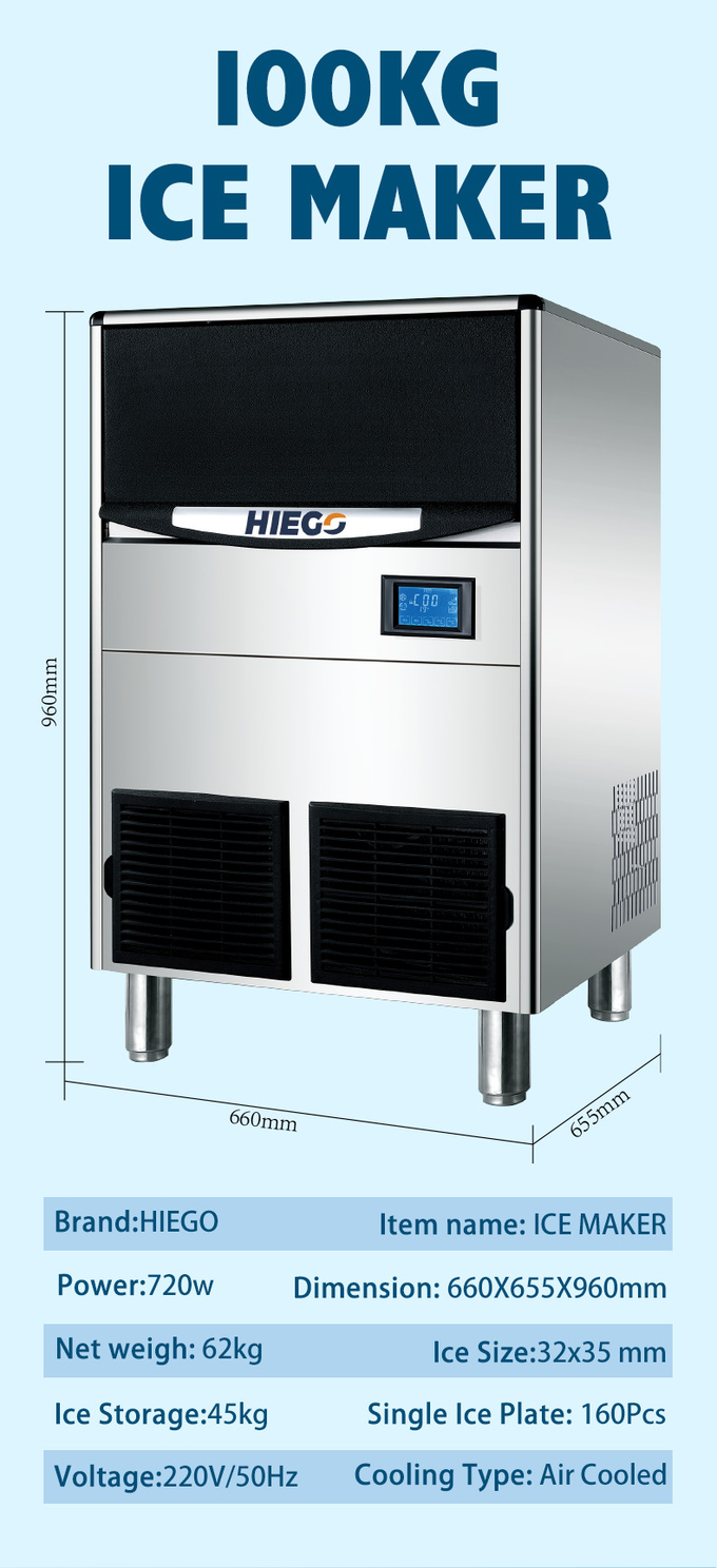 80 kg/24 Std. Halbmond-Eismaschine Luftkühlung Tragbare 80 kg Industrie-Eismaschine 11