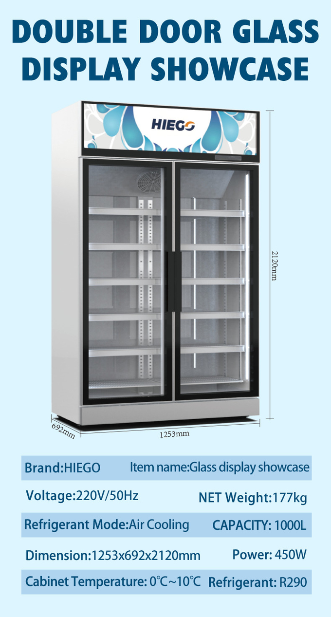 Automatisch entfrosten Sie 3/4 Glastür-Kühlschrank-aufrechte Anzeigen-Kühlvorrichtung 9