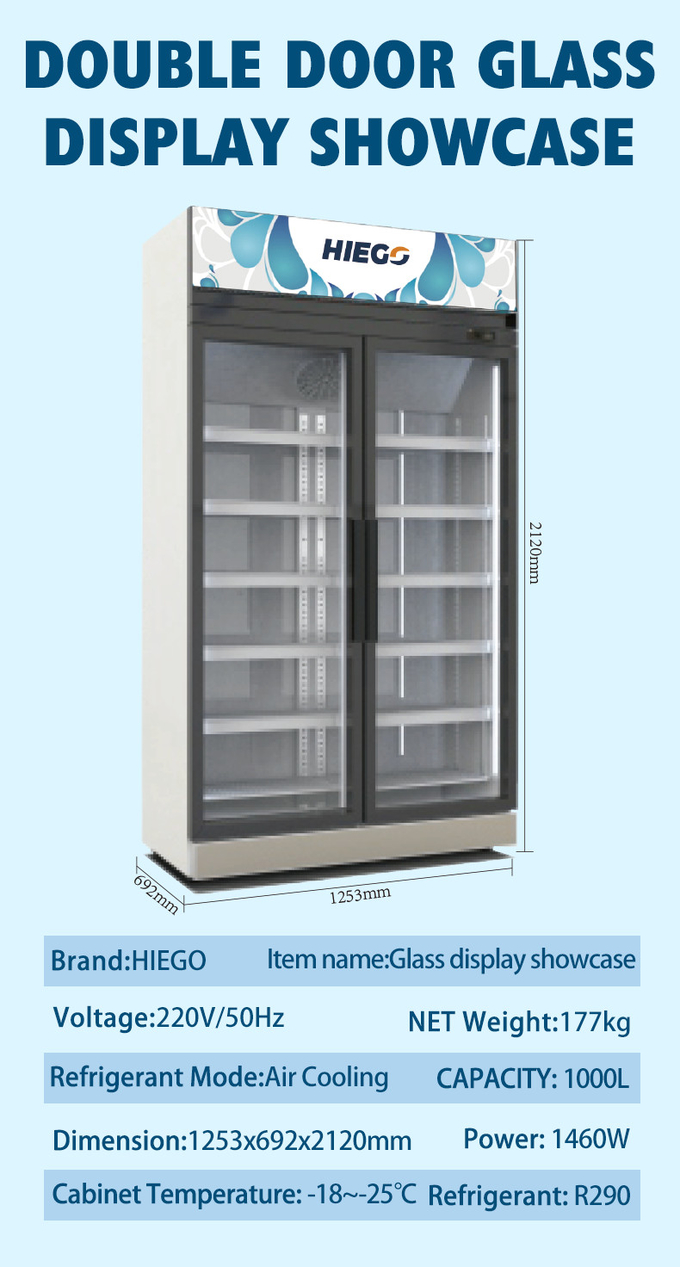 Kühlschrank-kaltes Bier-Supermarkt-Anzeigen-Glastür-Kühler des Getränk380l 8