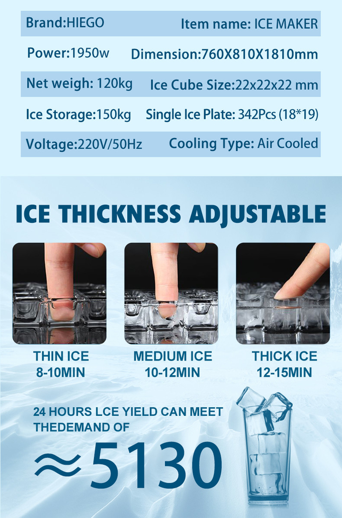 Kommerzieller Eiswürfelbereiter für Gefrierschrank 400 kg Automatischer Eiswürfelbereiter aus Edelstahl 8