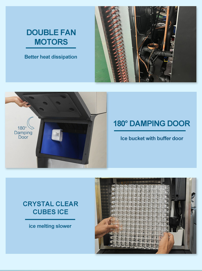 200kg Automatische Eismaschine Split Ice Cube Maker Maschine R404a Luftgekühlt 2