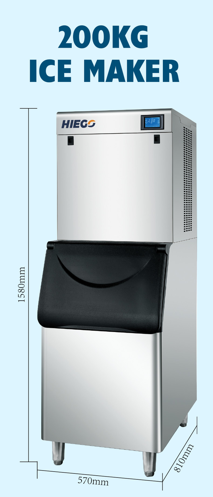 200kg / 24H Kommerzieller Eiswürfelbereiter Eismaschine Maschine Automatische Eismaschinen für den Hotelgebrauch 7