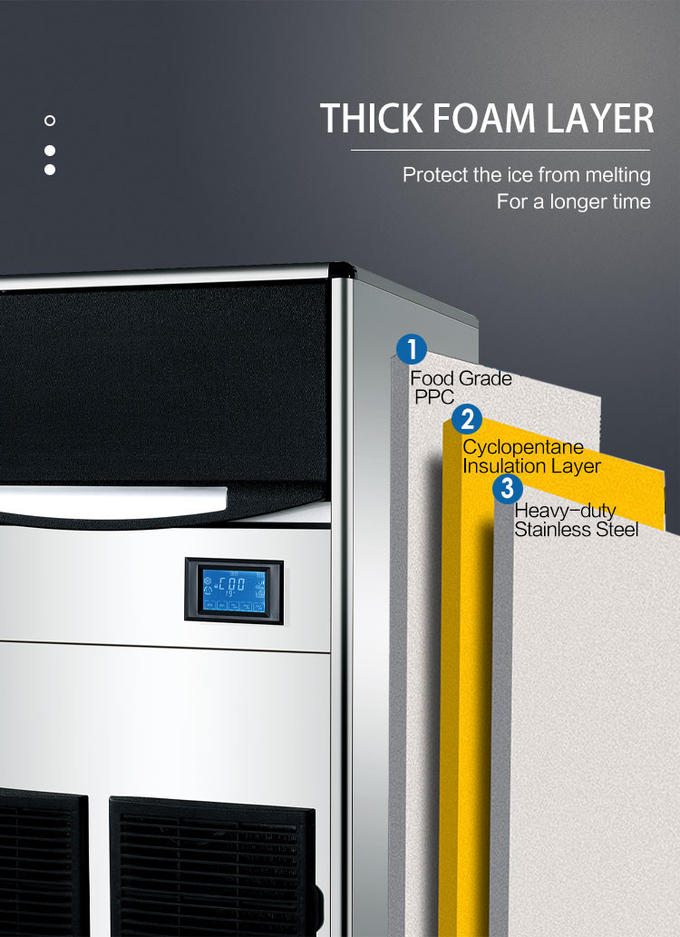 Luft 100kg/24h kühlte Würfel-Speiseeiszubereitungs-Maschine mit Stangen-Zähler-Kühlbox der digitalen Steuerung ab 4