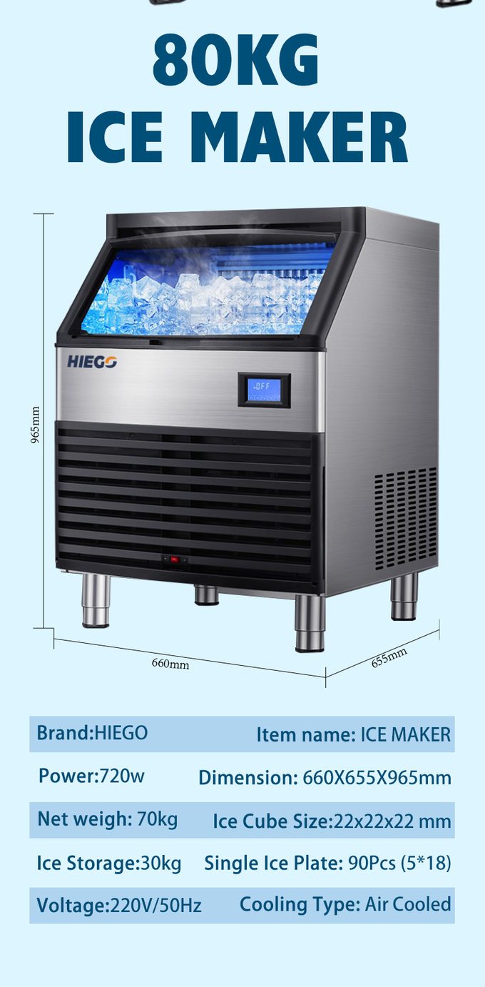 WÜRFEL-Eis-Maschine der Edelstahl-ABS-Kühlbox-Maschinen-90kg Handels 0