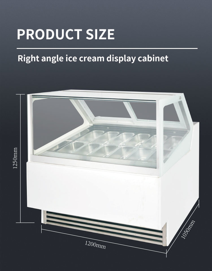 Aufrechter Eiscreme-Vitrinenschrank, hart gebogener Countertop-Eiscreme-Tauchschrank 2