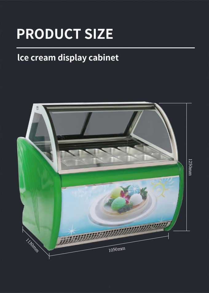 Baked Pastry Ice Cream Cone Vitrine Stand Alone R404a Kommerzieller Eisschrank 9
