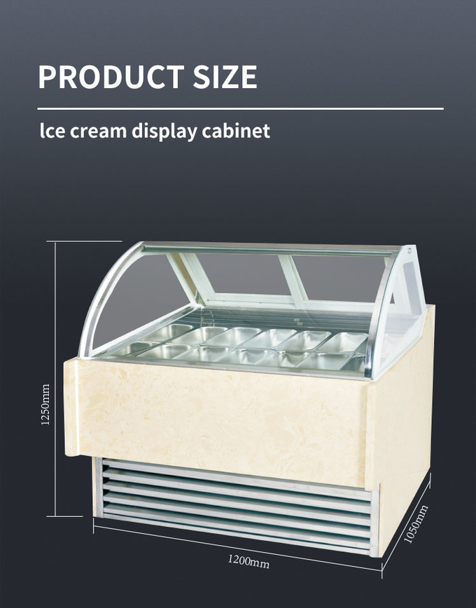 Baked Pastry Ice Cream Cone Vitrine Stand Alone R404a Kommerzieller Eisschrank 4