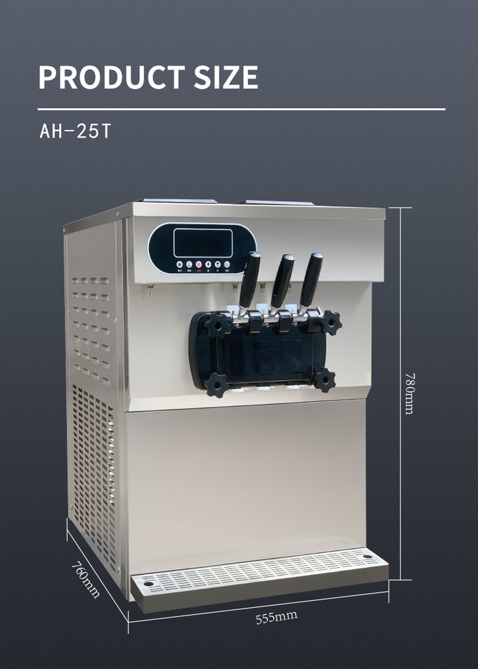 25-28l Industrielle Eiscreme-Ausrüstung 3 Geschmacksrichtungen Kommerzielle Soft-Serve-Maschine 9