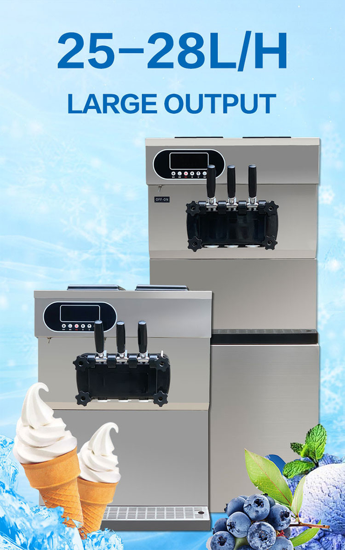 25-28l Industrielle Eiscreme-Ausrüstung 3 Geschmacksrichtungen Kommerzielle Soft-Serve-Maschine 1