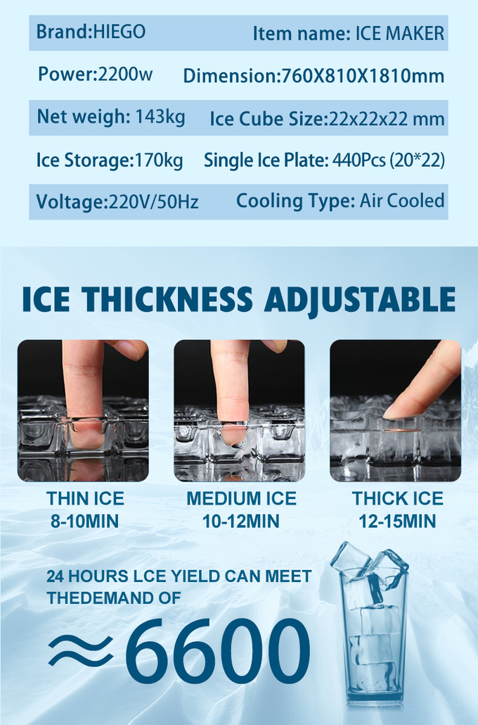 Automatische Eismaschine mit Luftkühlung, 500 kg, Edelstahl, kommerzieller Eiskugelhersteller 7