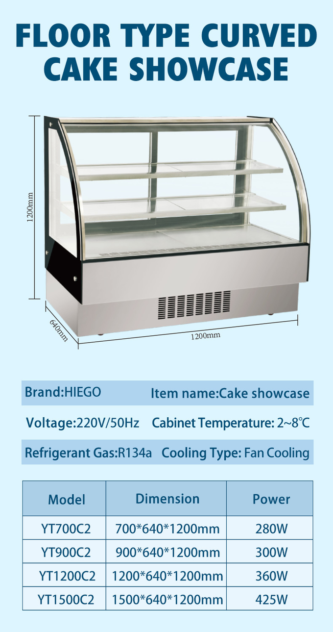 50–60 Hz Kuchenvitrine Kühlschrankständer Arbeitsplatte Kuchenvitrine 9