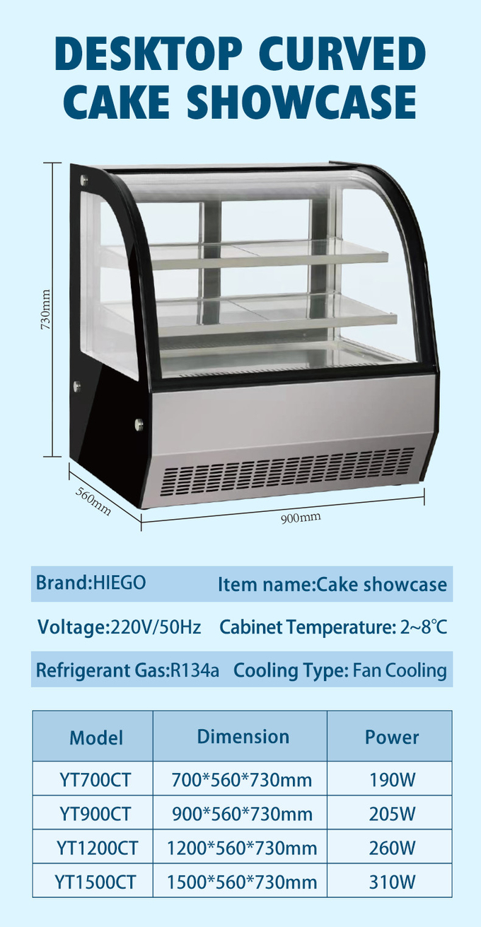 50–60 Hz Kuchenvitrine Kühlschrankständer Arbeitsplatte Kuchenvitrine 7