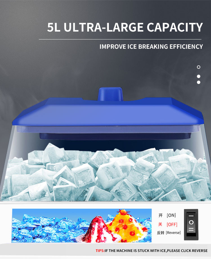 Elektrischer Eisrasierer 300W Snow Cone Machine Desktop mit einstellbarer Eisstruktur für Zuhause und Gewerbe 6