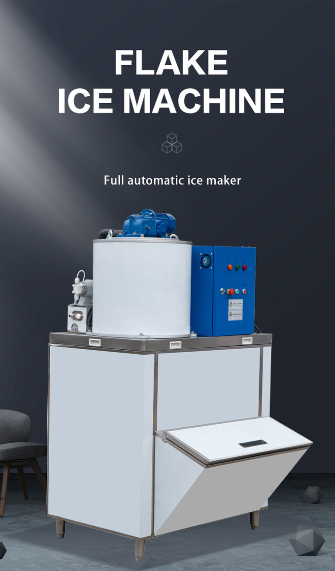 Automatische Flake Ice Machine Commercial 1 Tonne / 24h Schneeflocken-Eismaschine zum Frischhalten von Meeresfrüchten 0