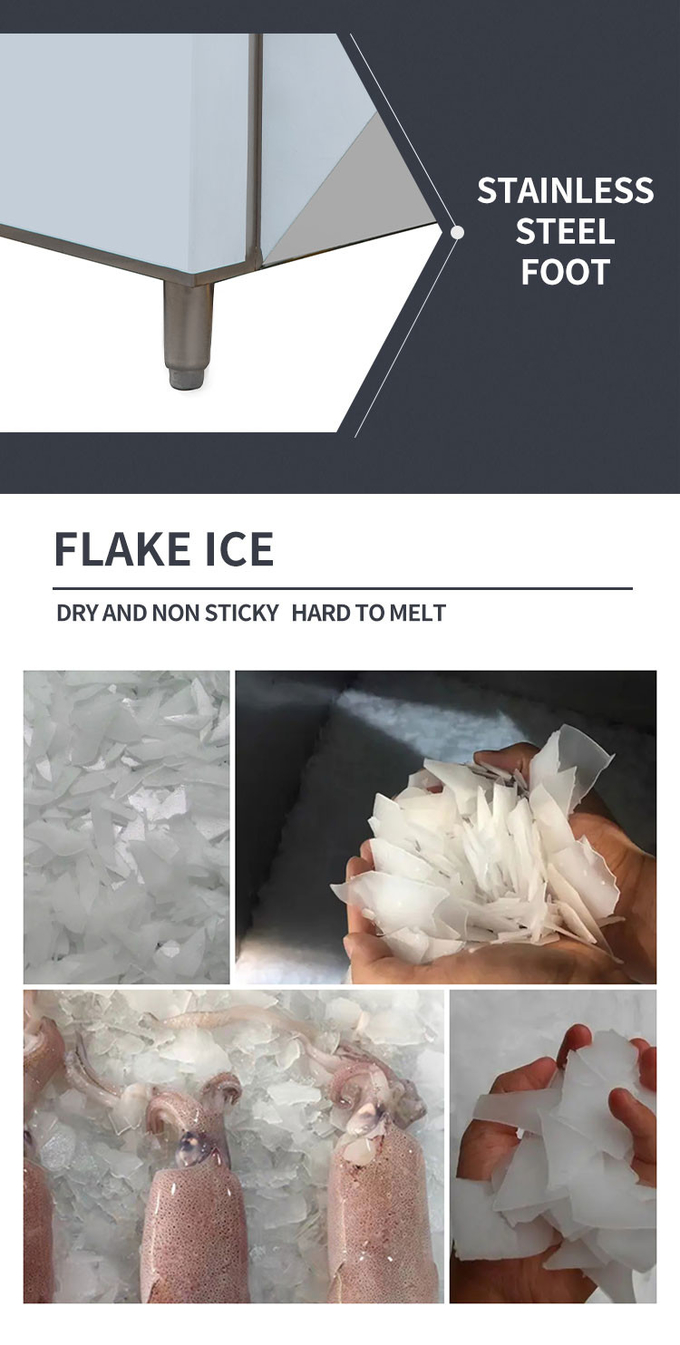 Automatische Flake Ice Machine Commercial 1 Tonne / 24h Schneeflocken-Eismaschine zum Frischhalten von Meeresfrüchten 9