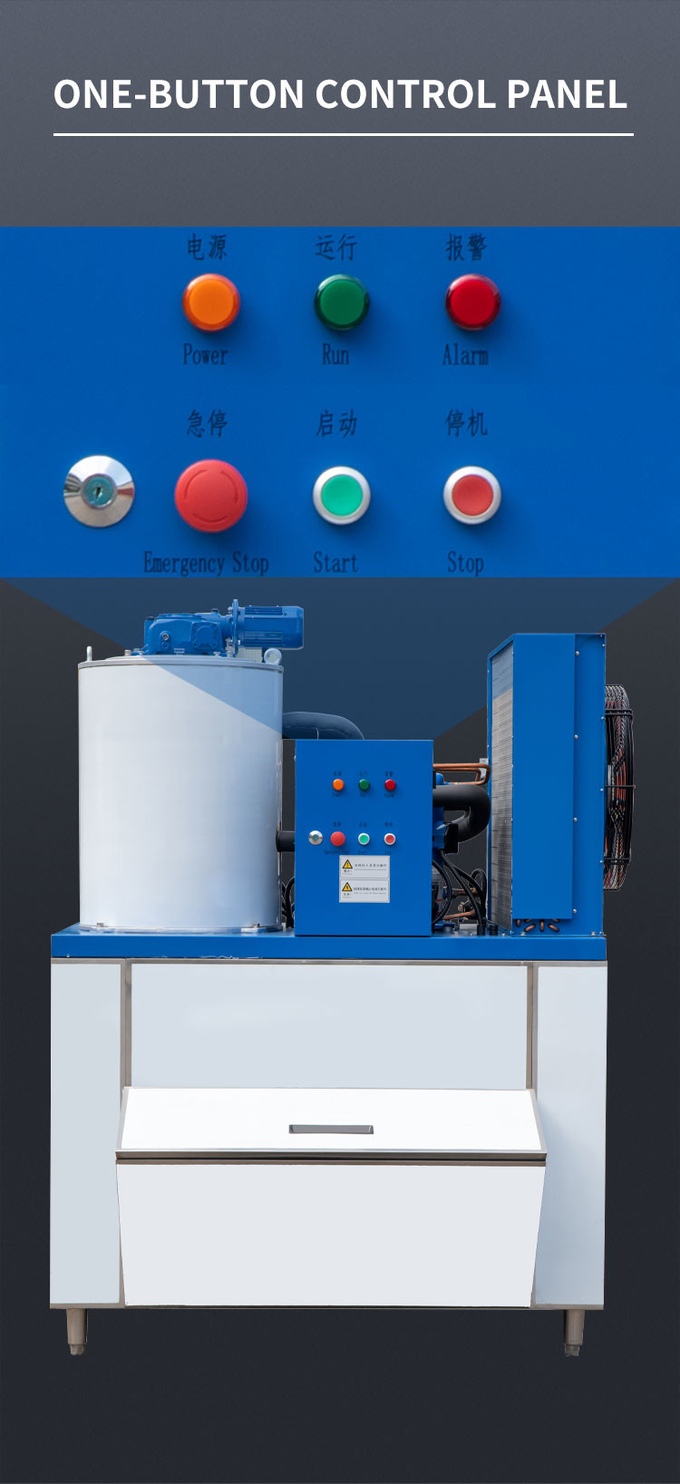 500KG / 24H Eisflockenherstellungsmaschine Luftkühlung Kommerzielle Block-Eis-Schnee-Kegel-Maschine 2
