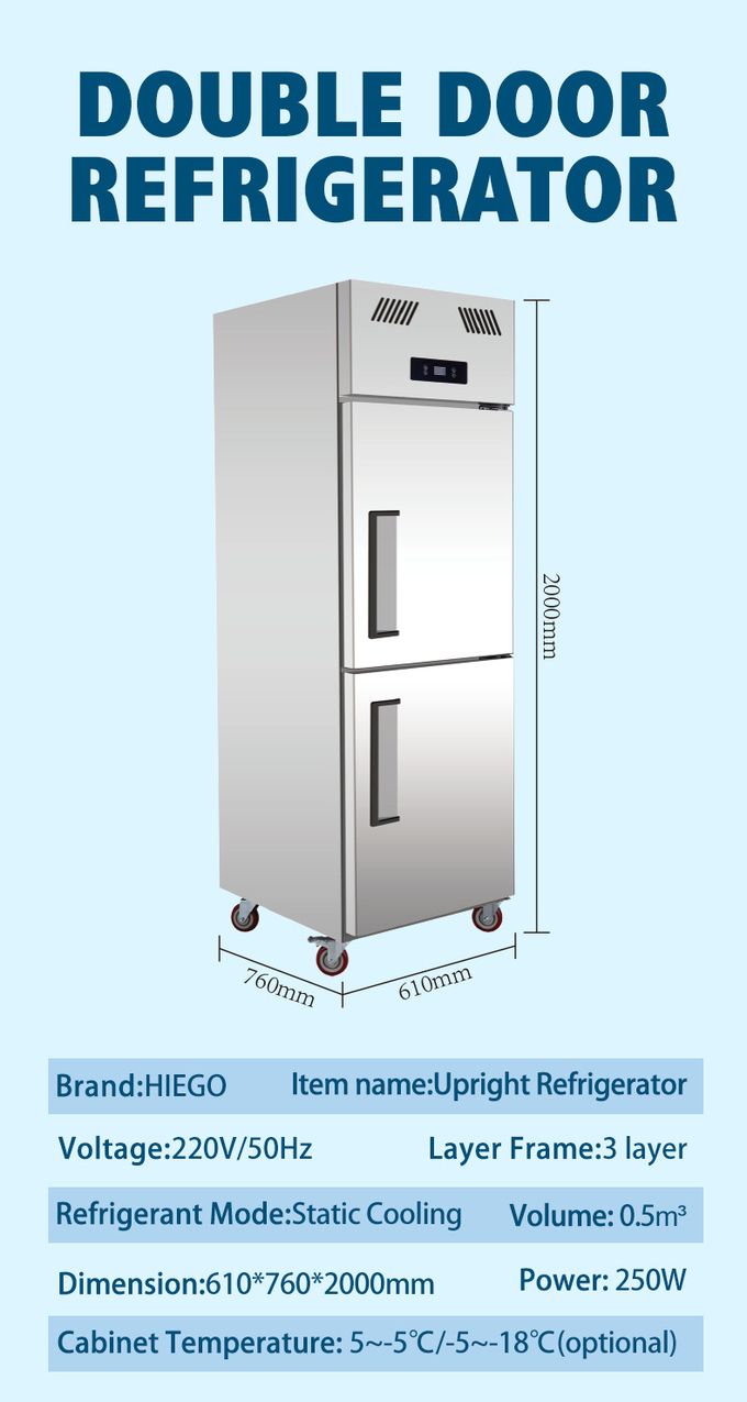 Gefrierschrank des Edelstahl-1000L für Türen des Fleisch-4 lockern abkühlenden vertikalen Küchen-Kühlschrank auf 9