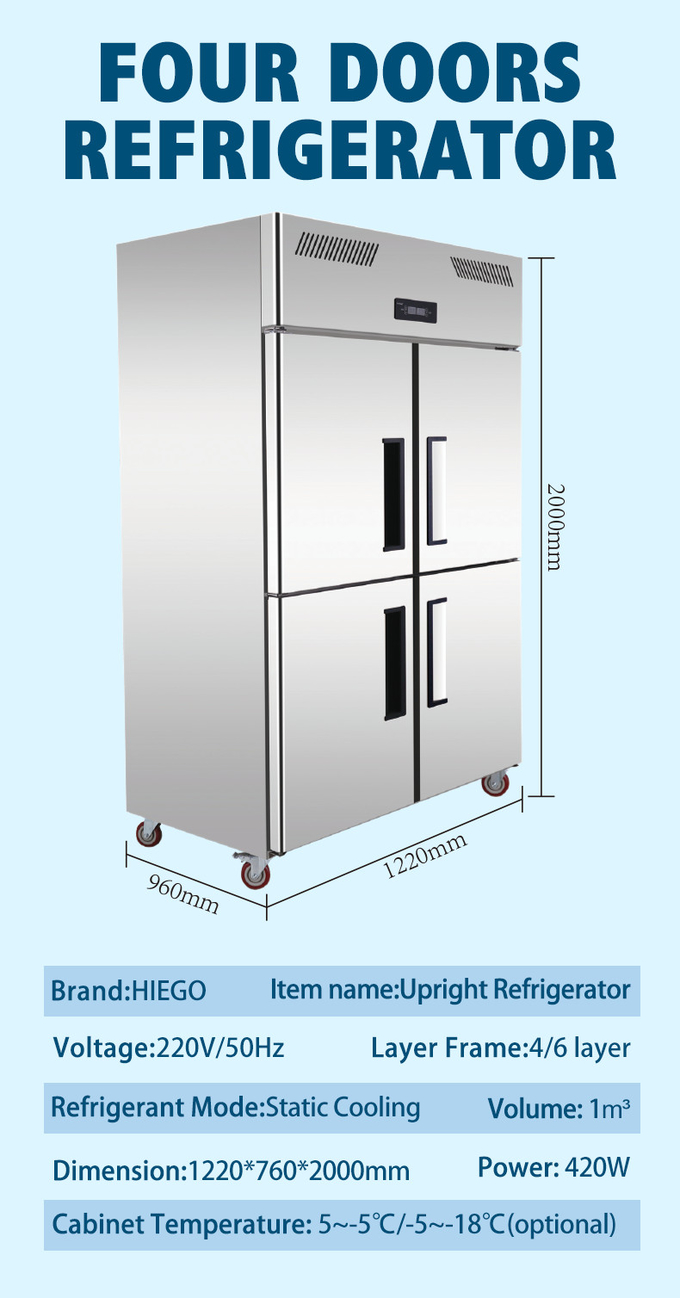 Tür-Gefrierschrank des Handelsedelstahl-aufrechter Kühlschrank-4 0