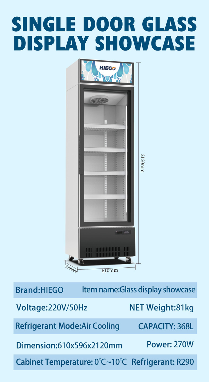 Automatisch entfrosten Sie 3/4 Glastür-Kühlschrank-aufrechte Anzeigen-Kühlvorrichtung 8